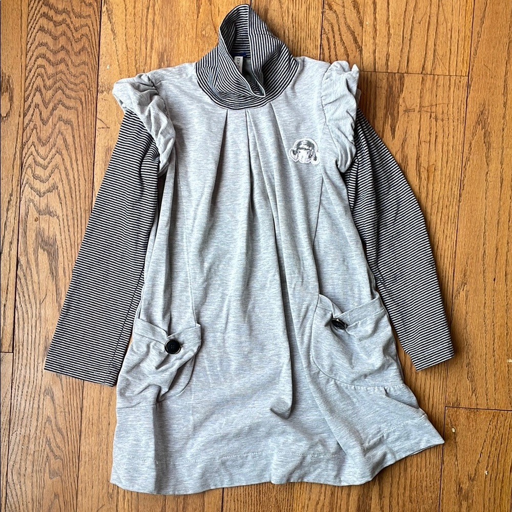 Mayoral Gray Striped Dress